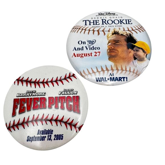 Promotional Button Pins The Rookie & Fever PitchBaseball Movie Collectibles - Picture 1 of 7